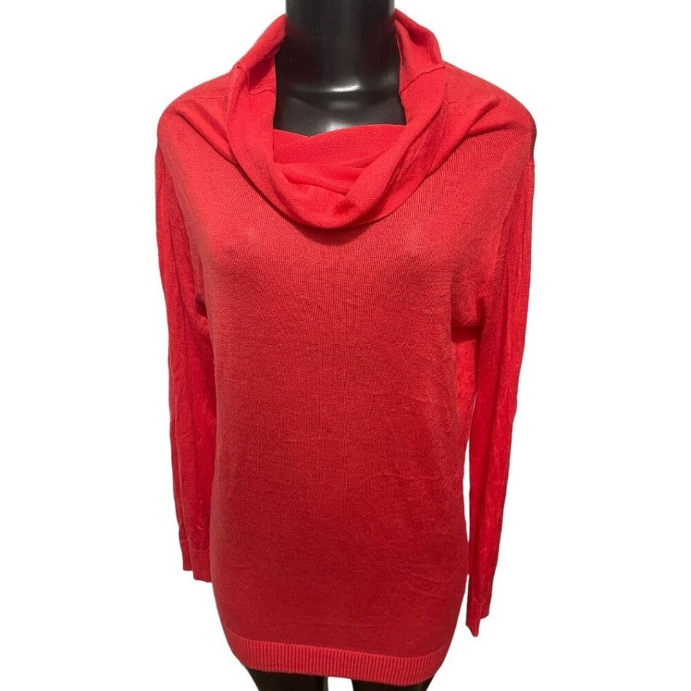 Medium Apostrophe Womens Light Red Long Sleeve Tunic Cowl Neck Sweater Lightweig